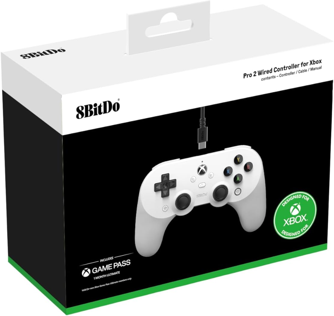 8BitDo Pro2 Wired Controller Hall effect edition voor Xbox &amp; PC wit - Gamesellers.nl