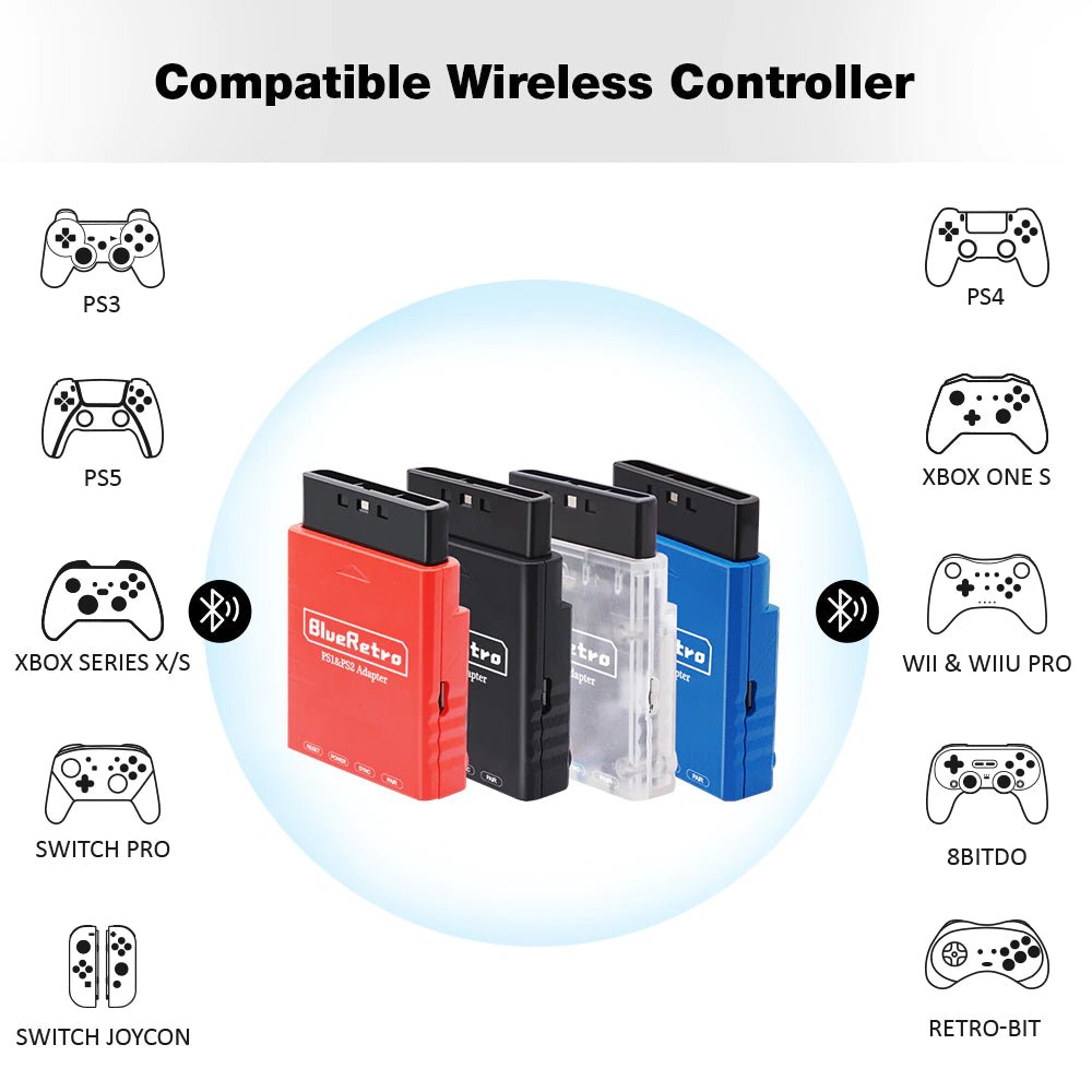 BlueRetro wireless controller adapter voor Playstation 1 / Playstation 2 - Gamesellers.nl