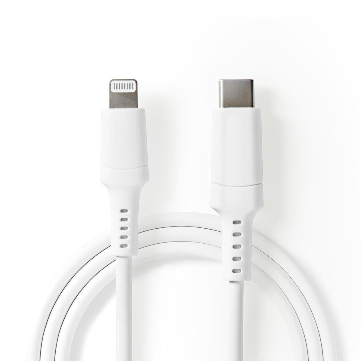 Nedis USB - C naar lightning kabel wit 1 meter - Gamesellers.nl