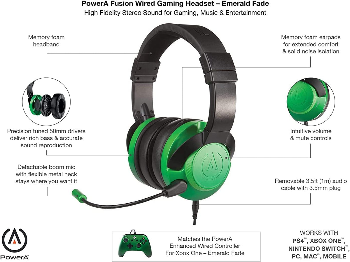 PowerA Wired Gaming Headset - Emerald Fade - Gamesellers.nl