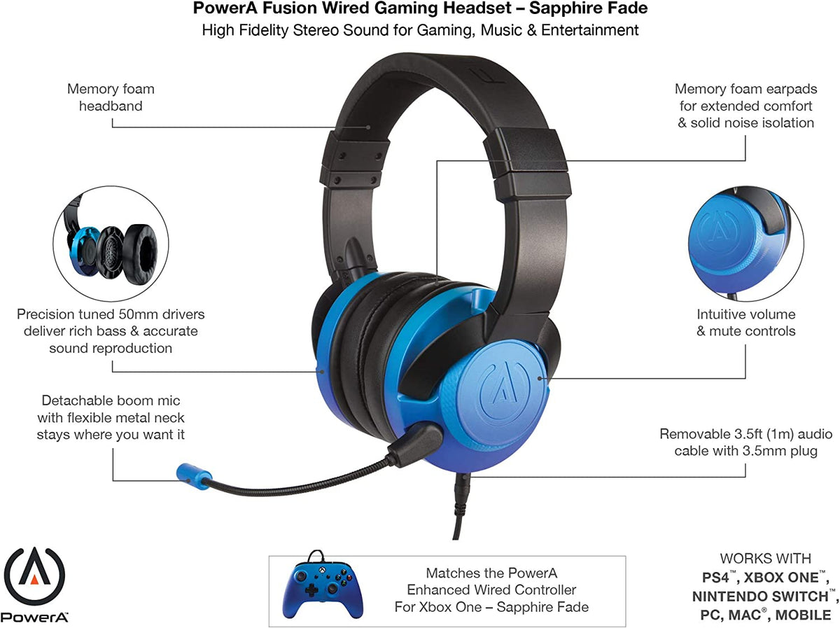 PowerA Wired Gaming Headset - Sapphire Fade - Gamesellers.nl