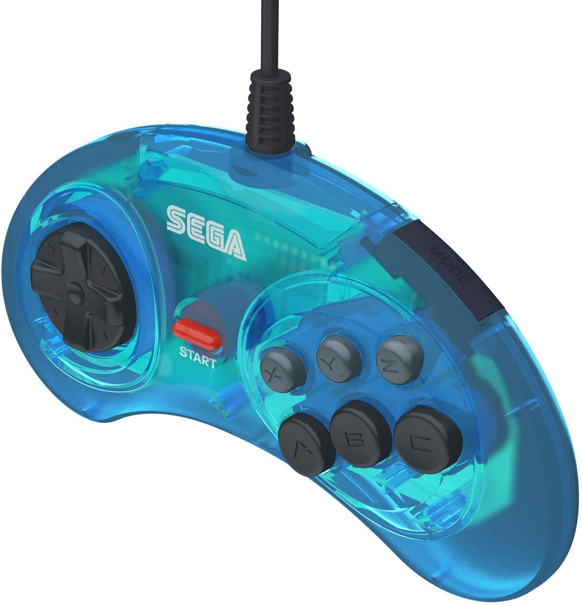 Retro - Bit Sega Mega Drive 6 - button USB controller clear blue - Gamesellers.nl