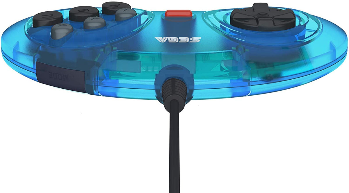 Retro - Bit Sega Mega Drive 6 - button USB controller clear blue - Gamesellers.nl