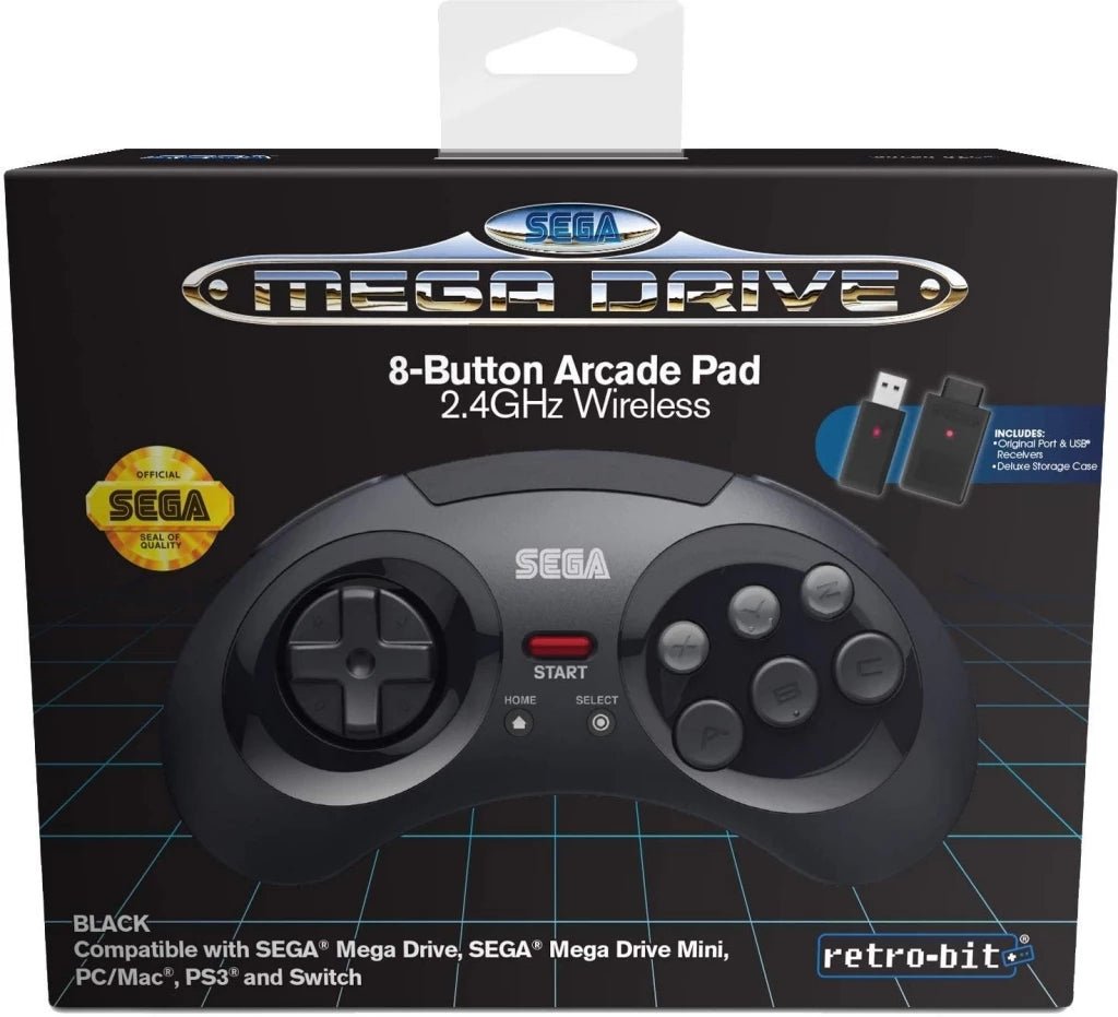 Retro - Bit SEGA Mega Drive 8 - Button 2.4G Wireless Controller black - Gamesellers.nl