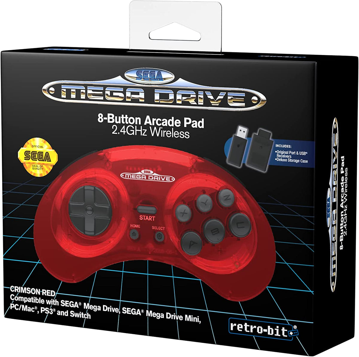 Retro - Bit SEGA Mega Drive 8 - Button 2.4G Wireless Controller crimson red - Gamesellers.nl