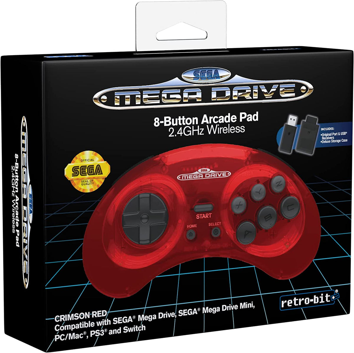 Retro - Bit SEGA Mega Drive 8 - Button 2.4G Wireless Controller crimson red - Gamesellers.nl