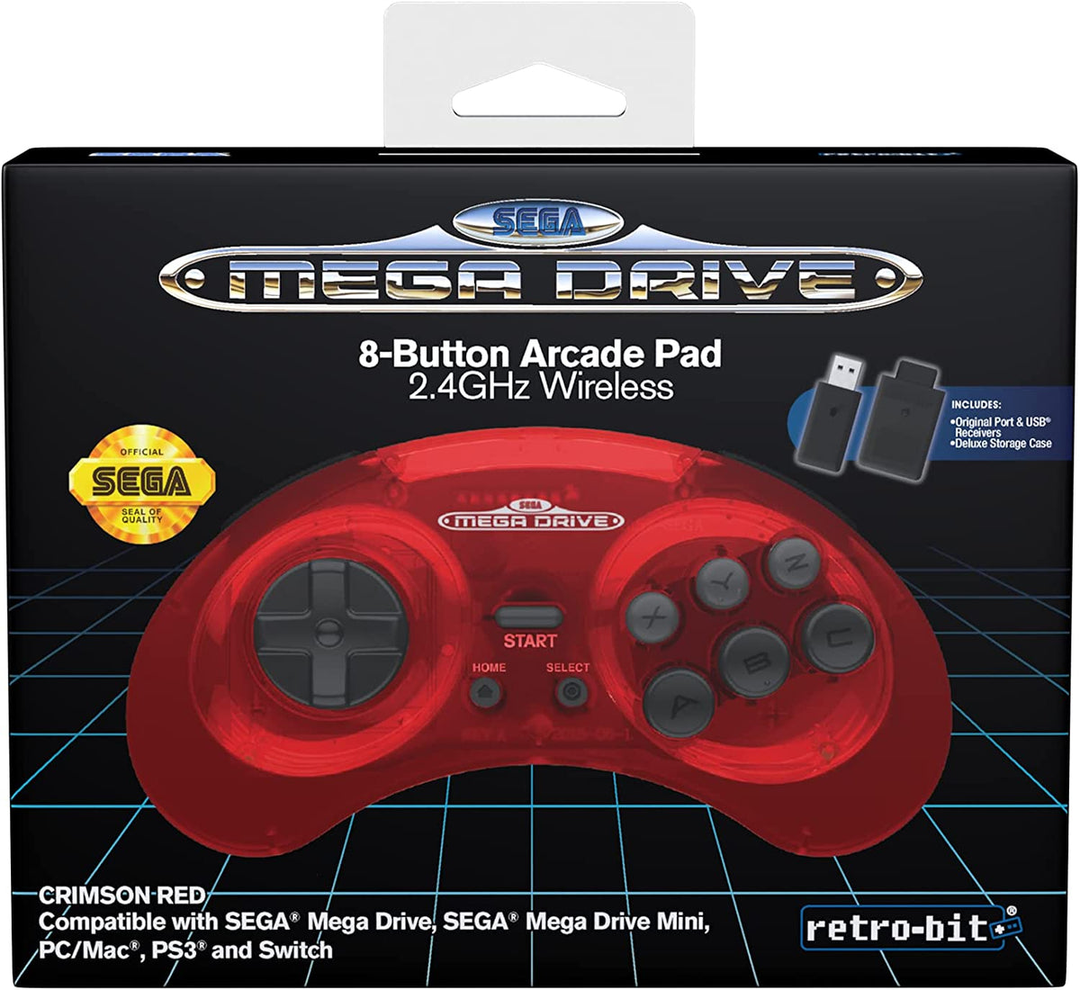 Retro - Bit SEGA Mega Drive 8 - Button 2.4G Wireless Controller crimson red - Gamesellers.nl