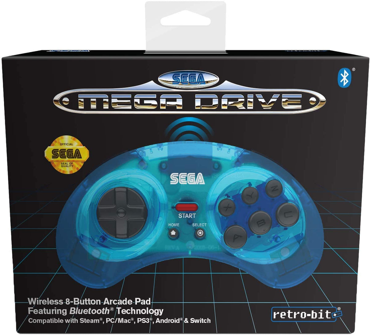 Retro - Bit Sega Mega Drive 8 - button Bluetooth controller clear blue - Gamesellers.nl