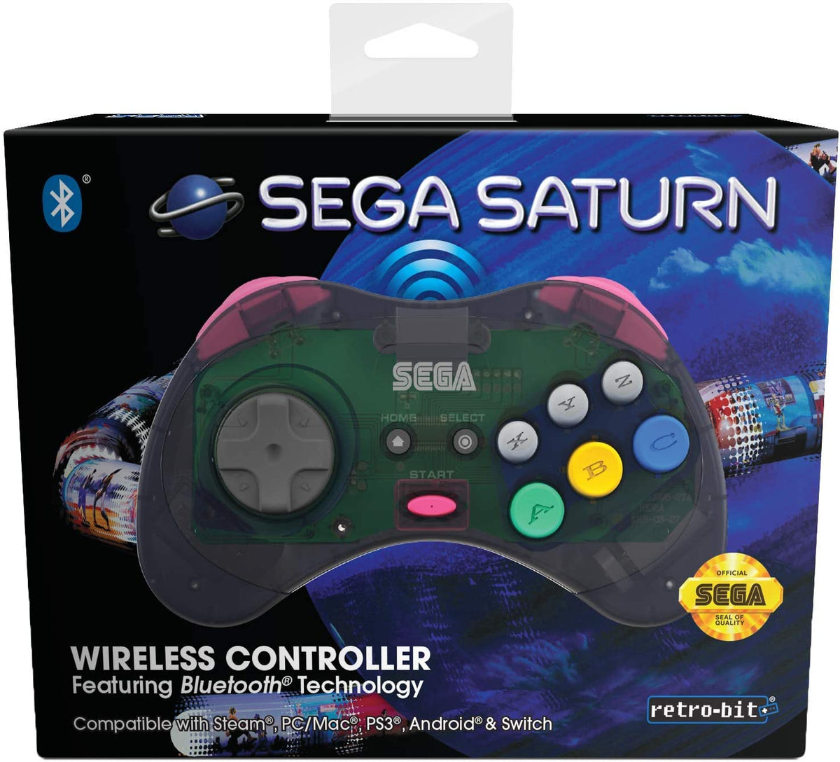 Retro - Bit Sega Saturn Bluetooth controller slate grey - Gamesellers.nl