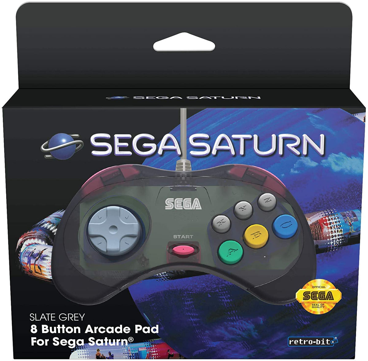 Retro - Bit Sega Saturn controller slate grey - Gamesellers.nl