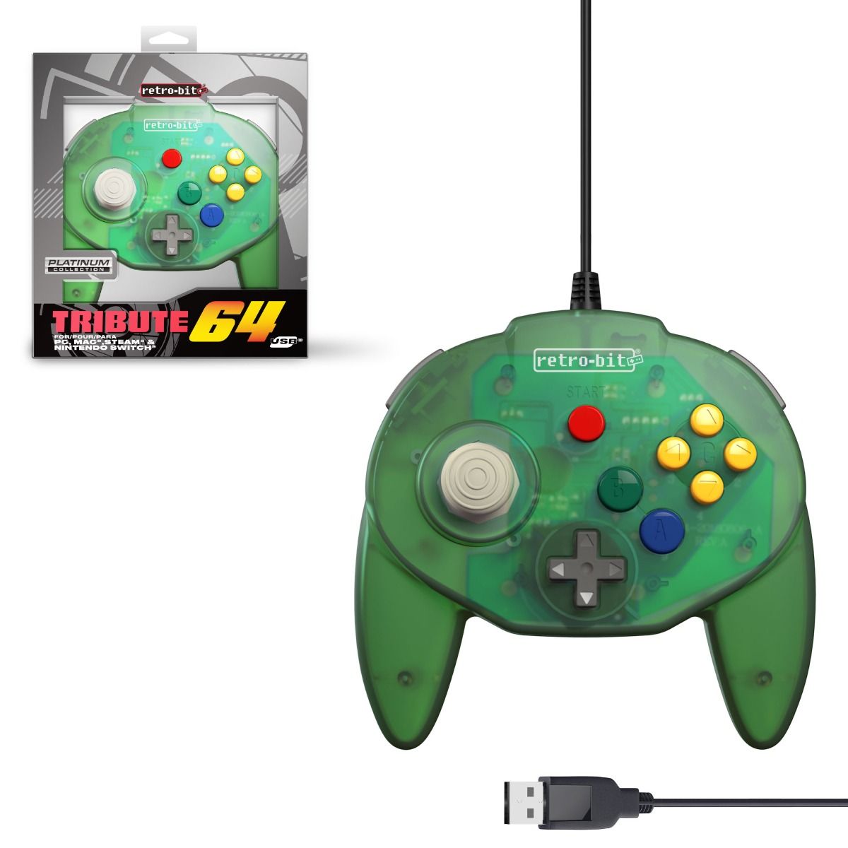 Retro - Bit Tribute 64 USB controller forest green - Gamesellers.nl