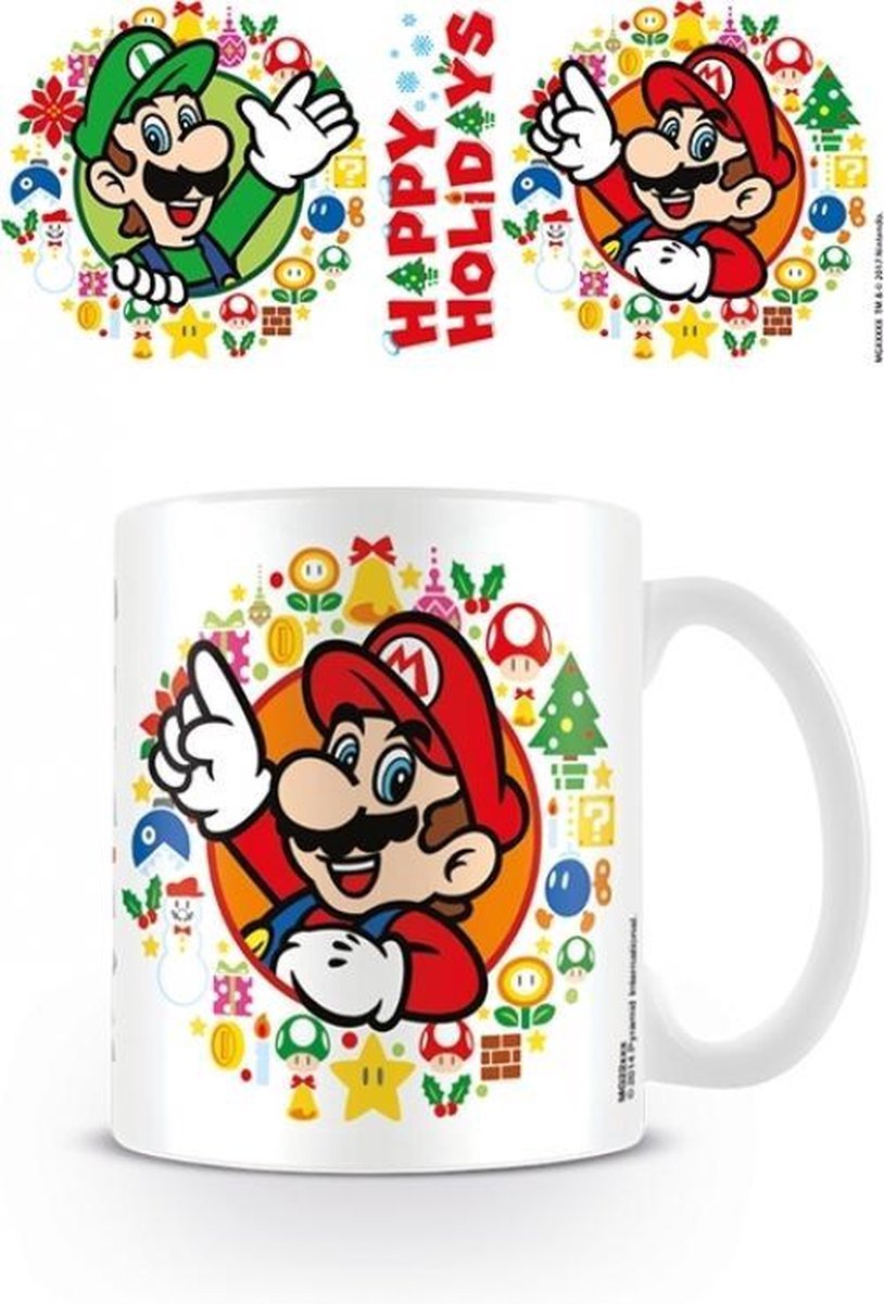 Super Mario Happy Holidays mug - Gamesellers.nl